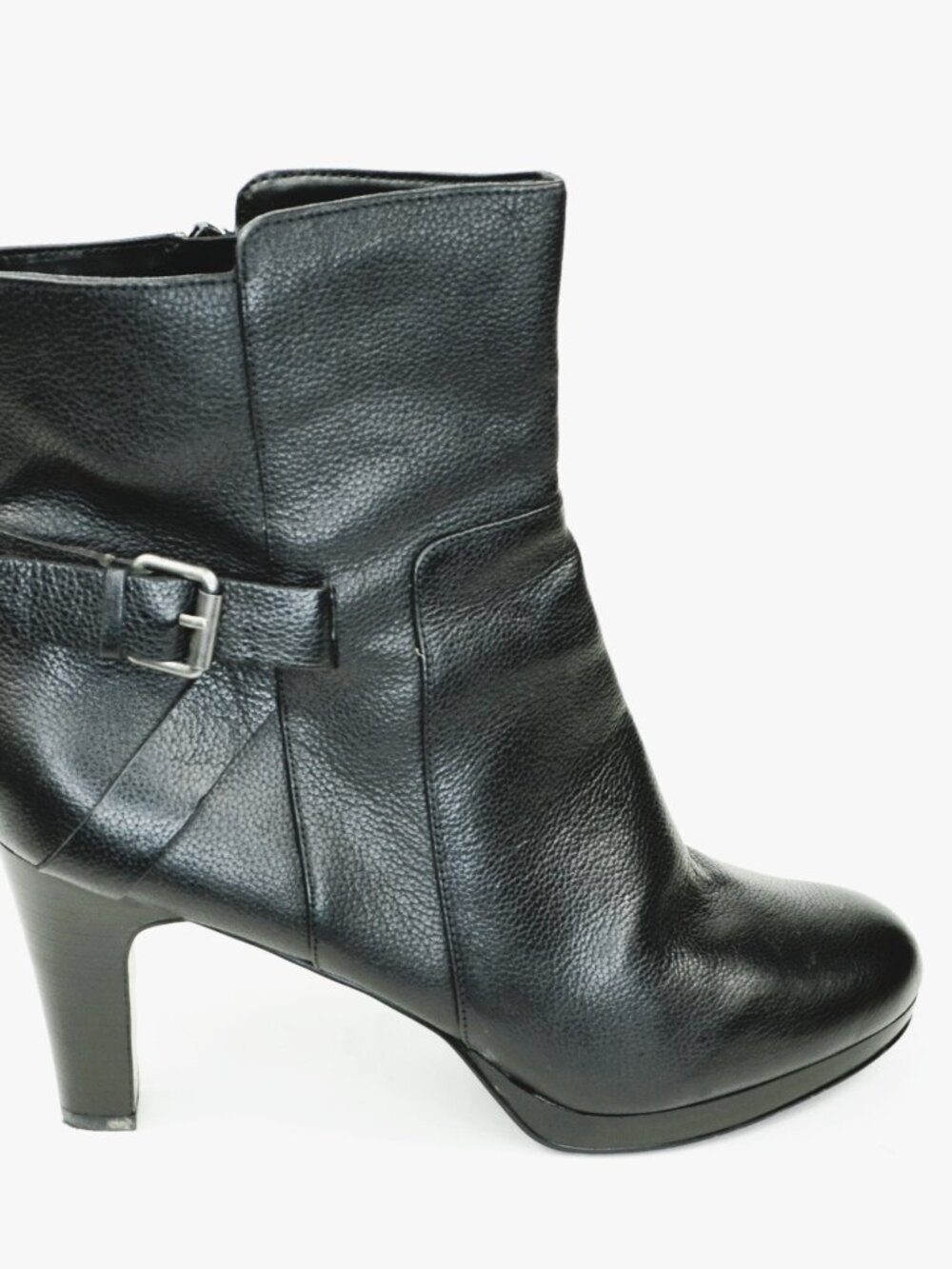 Nine West Women's Size 12 Black Leather Ankle Boots with Side Zipper